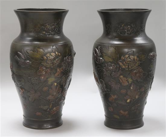 A pair of Japanese bronze vases